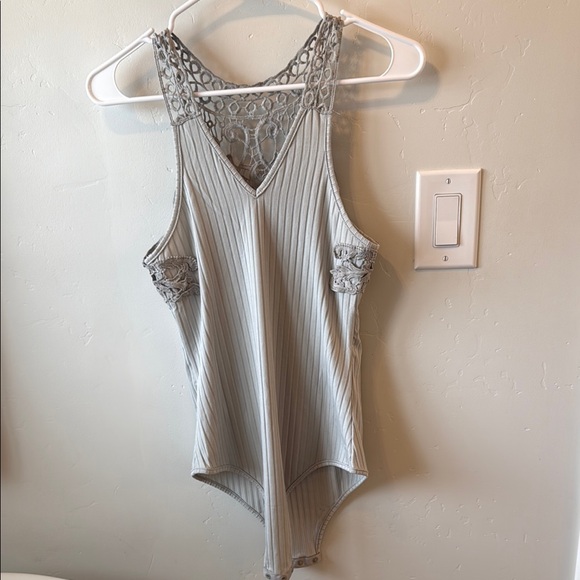 Elegant Gray Lace Women's bodysuit - Picture 2 of 5